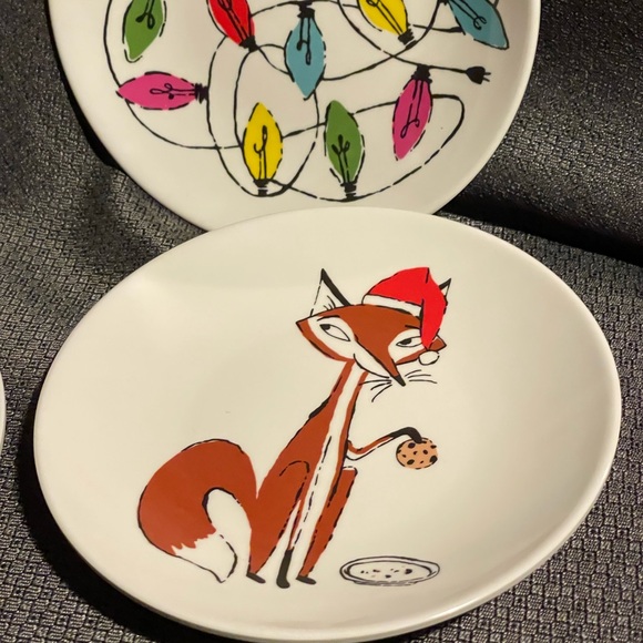 Kate spade new york Christmas Winter Holiday Festive Fox Tidbit Plates Set OF 4 - Picture 8 of 11
